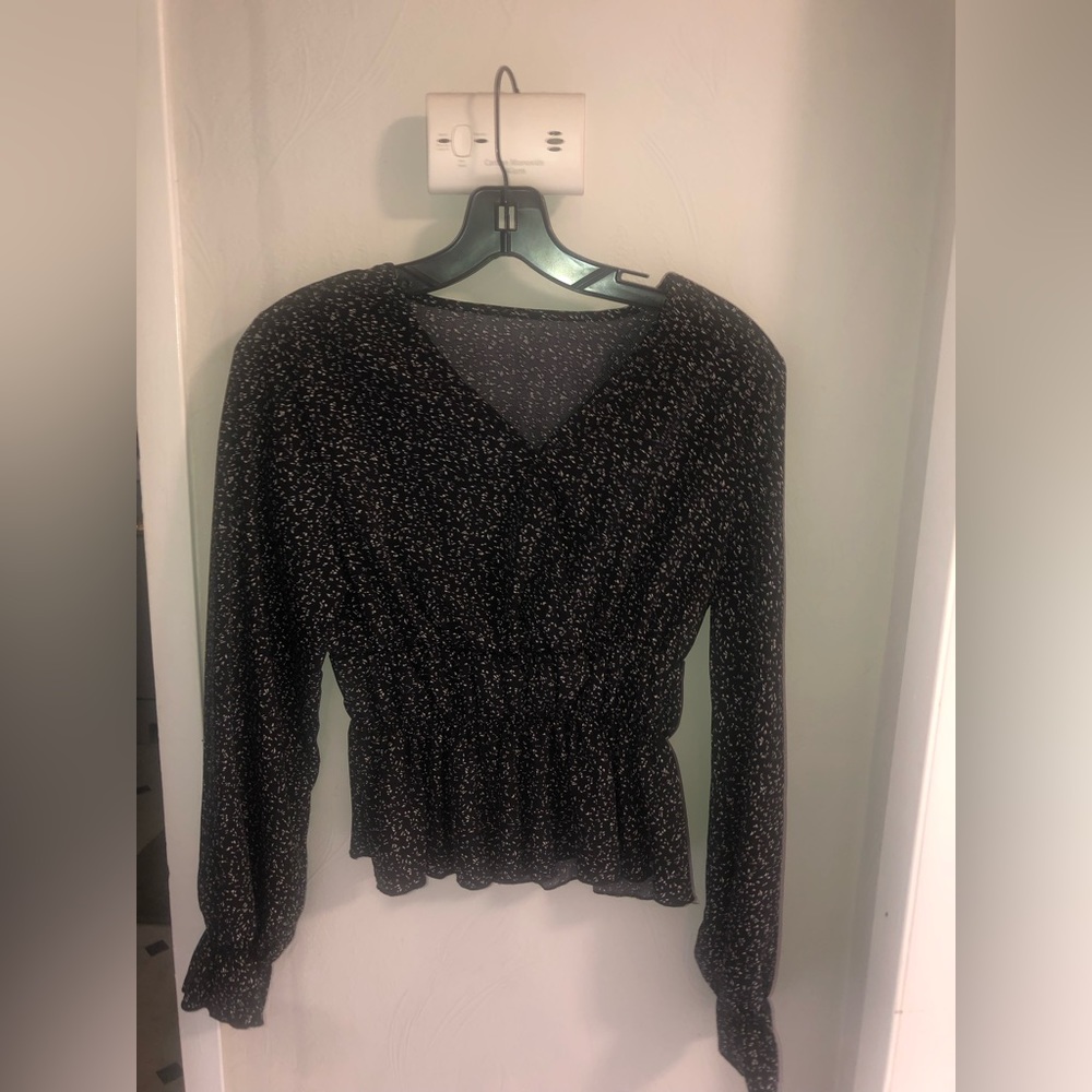 Black and white chiffon blouse